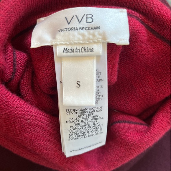 Victoria Victoria Beckham Wool Oversized Piped Turtleneck Sweater Iron Red Small - Picture 8 of 12